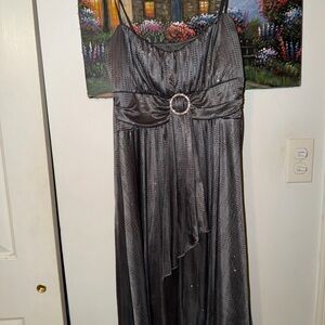 Ruby Rox Metallic Gray Dress with Rhinestones